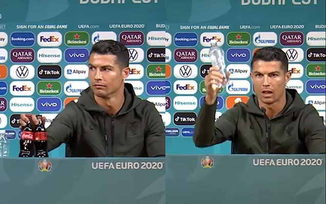 Ronaldo “Coca-Cola”ları yığışdırıb “Su için!” dedi – VİDEO