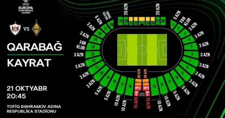 “Qarabağ” – “Kayrat” oyununun biletləri satışa çıxarılır