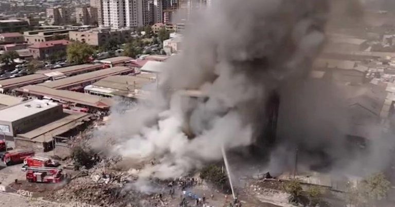 İrəvanda partlayış baş verən yerdən dron görüntüləri – Video