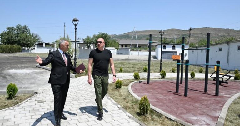Prezident Xocalının Təzəbinə kəndində görülən işlərlə tanış olub