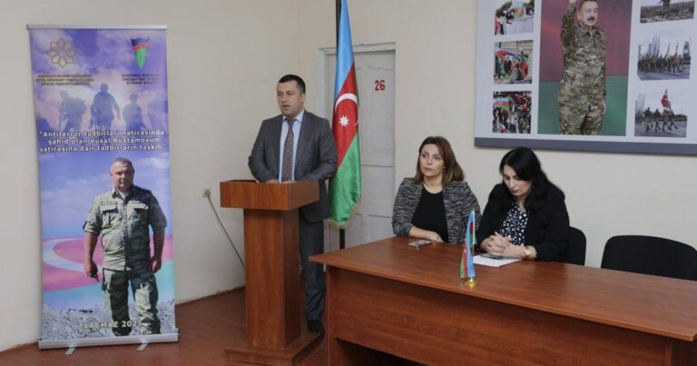 Xaçmazda şəhid polkovnik-leytenant Vüsal Rüstəmovun xatirəsinə həsr olunmuş tədbir keçirilib. – FOTOLAR