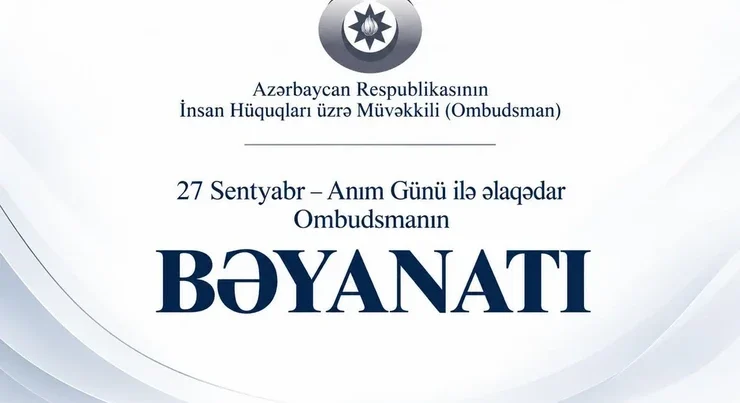 Ombudsman Anım Günü ilə əlaqədar bəyanat yayıb